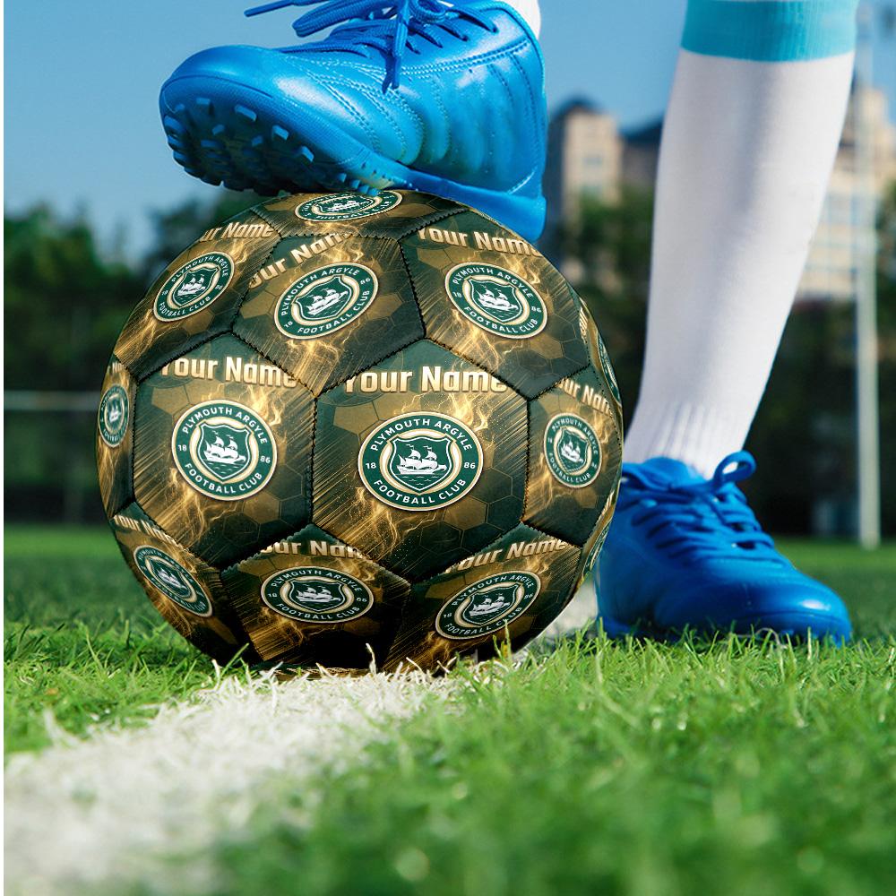 Plymouth Argyle FC Fashion Size 5 Football Wearproof Non‑Slip Soccer Ball For Sports Training Entertainment Use