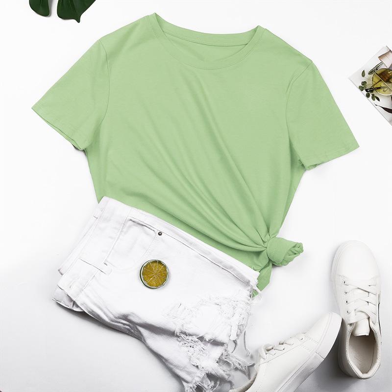 Solid Womens Casual Fashion Yyfs Color Print Short Sleeve Oneck Tshirts And Tops