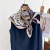 Luxury Brand Square Scarf Design Double Side Shawl Wrap 70cm Print Twill Silk Women Hijab Female Foulard Headband Bandana