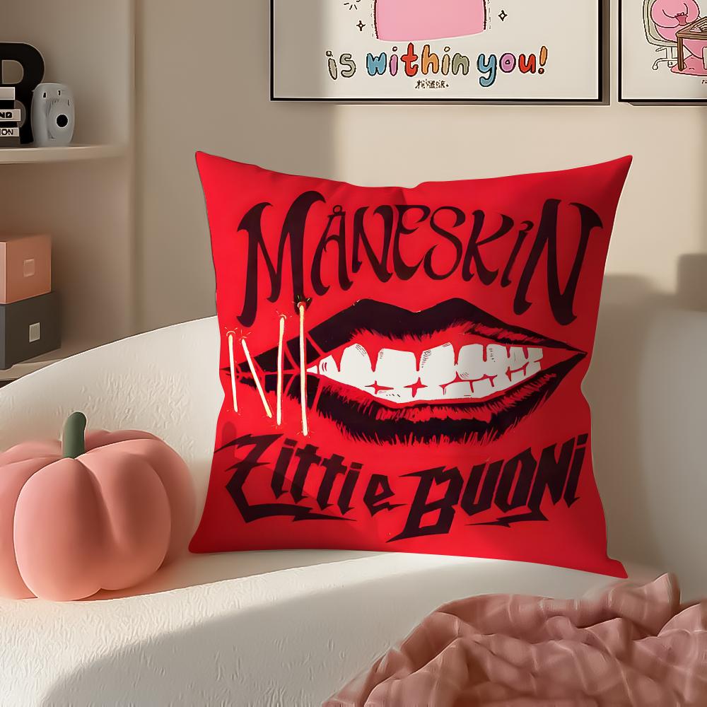 Bold Italian Rock Band MManeskin Cushion Cover Pillowcase Short Plush Invisible zipper Room Sofa Cushion Cover
