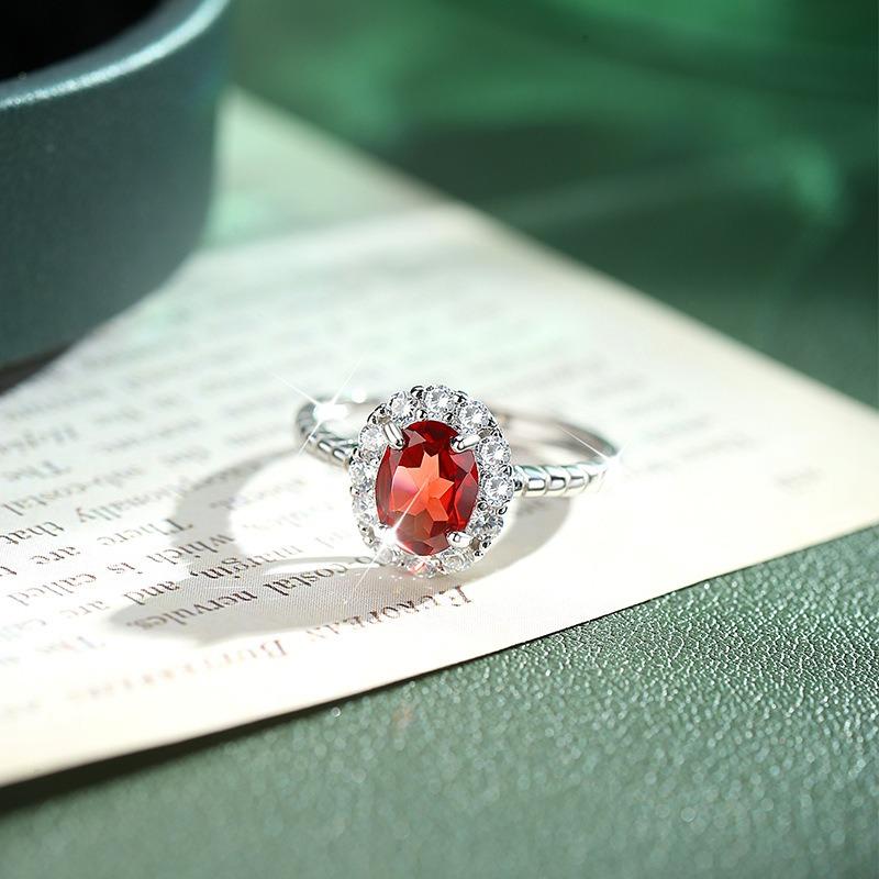 Серебряное кольцо 925 пробы с овальным драгоценным камнем, Регулируемое, Женское модное ювелирное изделие с кубическим цирконием