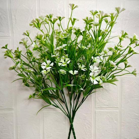 Outdoor Decorative Artificial Leaf and Flower Arrangement with 7 Branches and 21 Buds