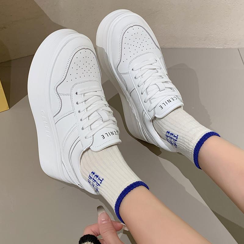 Мода 2024 Осень Женские Удобные Дышащие Нескользящие Однотонные Повседневные Кроссовки на Толстой Подошве для Ходьбы