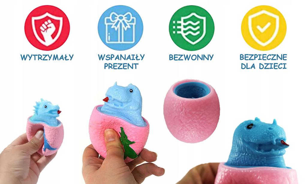 Dinozaur Jajko Squishy Antystresowy Gniotek Wyciskany Relaks Sensoryczny
