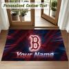 Crystal Velvet Square Rug Custom NameBoston Red Sox Pattern Non Slip Home Floor Decor Rug
