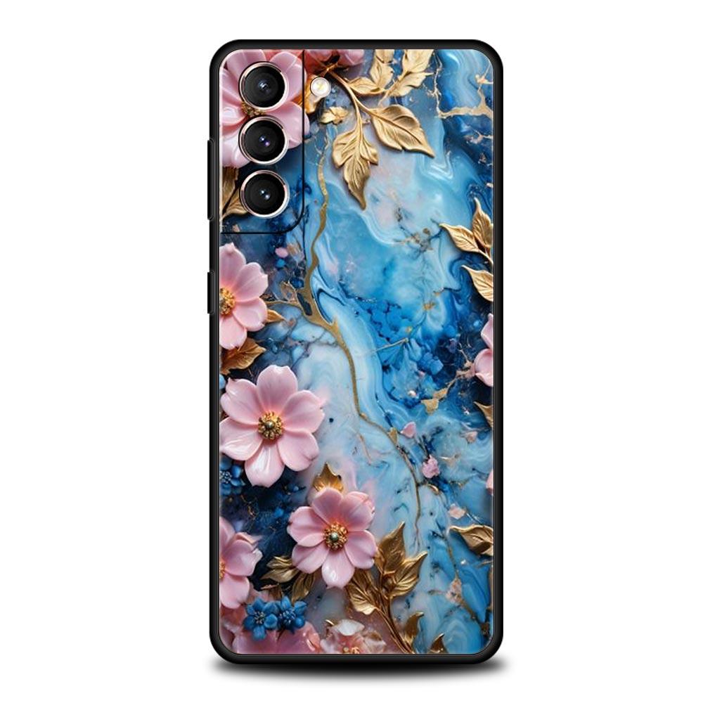 Цветочный Мраморный Чехол Для Телефона Для Samsung Galaxy S25 Edge S24 S23 S22 S21 Ultra S20 FE 5G S10 S10E S9 Plus Мягкий ТПУ Чехол