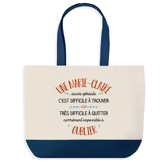 Tote bag - PLANETEE - Shopping Bleu Marie-Claire Aussi Géniale - Coton - Imprimé en France - Grande contenance