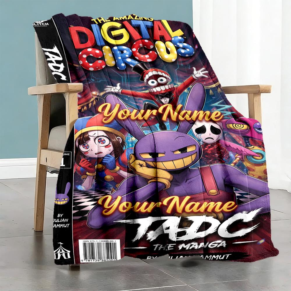 Digital Circus Customize Your Name Blanket Gift Customizable Blanket Soft Warm Cozy Suitable for Sofa Office Office Chair Couch