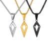 Classic Geometric Rhombus Pendant Necklaces, Four Pointed Star Stainless Steel Necklace, Fashion Punk Jewelry for Men Boys Gift