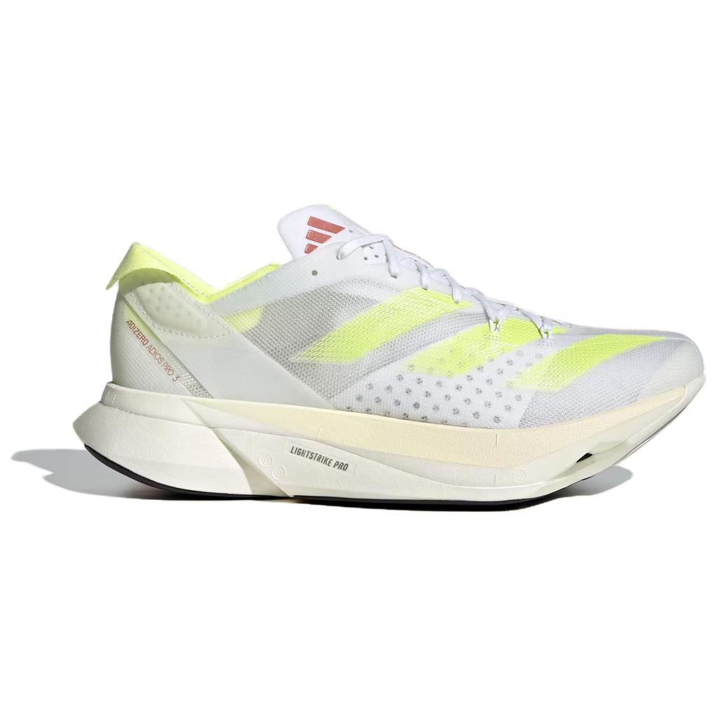adidas Adizero Adios Pro 3 Удобные Универсальные Отзывчивые Низкие Кроссовки для Марафона с Карбоновой Пластиной Унисекс Белые Флуоресцентно-зеленые IH2524