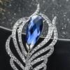 Brooch Peacock Feather Shape Hollow Shiny Rhinestone Stainless Exquisite Colorfast Luxury Bag