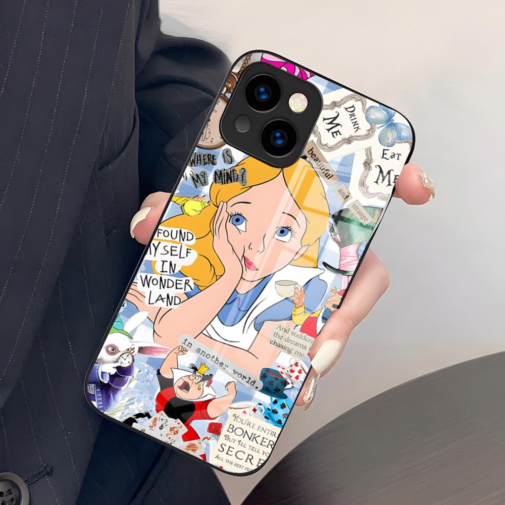 Чехол для телефона А-Алиса в Стране чудес для IPhone 17 Pro Max 15 Pro 16 14 Plus 12 13 Mini 11 Pro Ударопрочный стеклянный чехол
