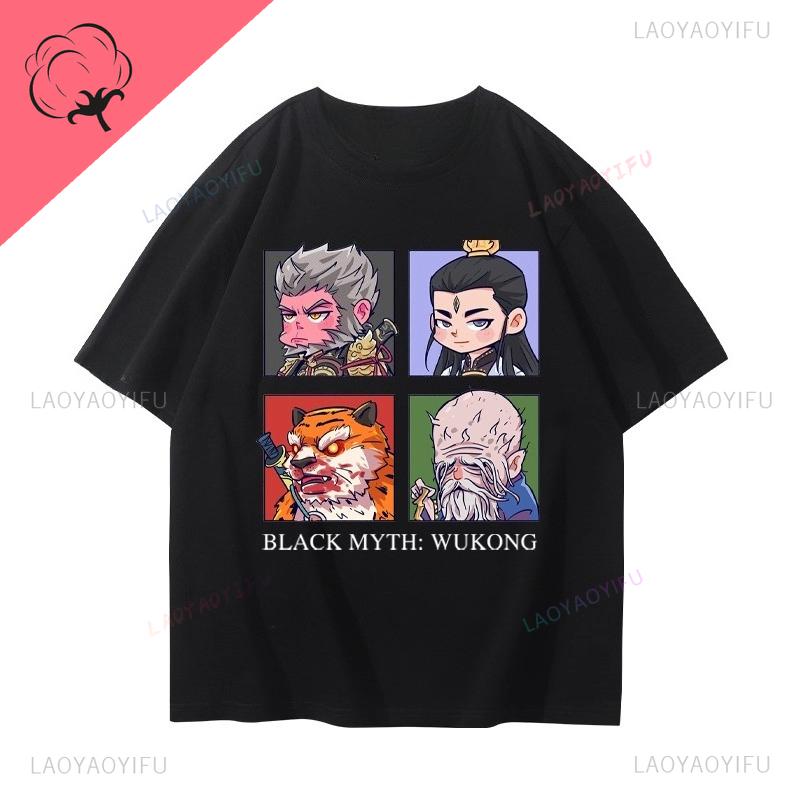 Black Myth WuKong Tshirt Gamer Cotton Crewneck Unique Harajuku Hot Sale Fashion Funny Short Sleeve Printed Goth Y2k Clothes