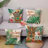 Summer Tiki Palm Leaves Decorative Throw Pillow Covers 18 x 18 Set of 4, Aloha Vibes Only Tropical Hawaii Monstera Porch Outdoor Home Decor, Live