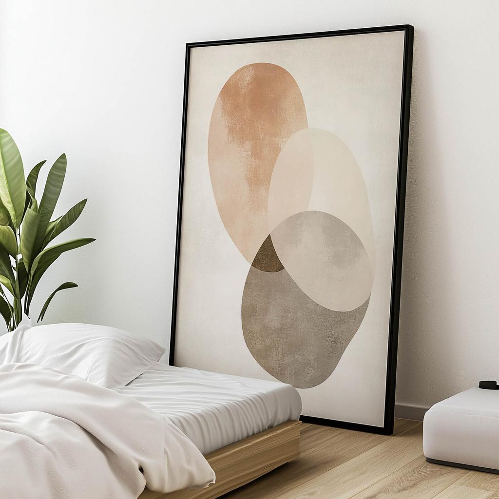 Abstrakcyjne Koła - Minimalistyczna Sztuka Abstrakcyjne Koła - Minimalistyczna Sztuka, 40X50 Cm, Rama Aluminiowa Złota, Papier Matowy 230 Gsm