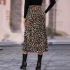 Женская весенне-летняя юбка с высокой талией и леопардовым принтом, облегающая бедра