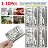 1-10Pcs Outdoor Stainless Steel Survival Tool EDC Survival Fishing Hook Card Camping Hiking Tool Cards Multifunction Tool Cards