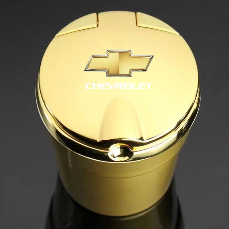 Car Ashtray with LED Light For Chevrolet SS Z71 RT Captiva Colorado Cruze Spark Malibu Trax Car Smokeless Cup Holder Car Sticker
