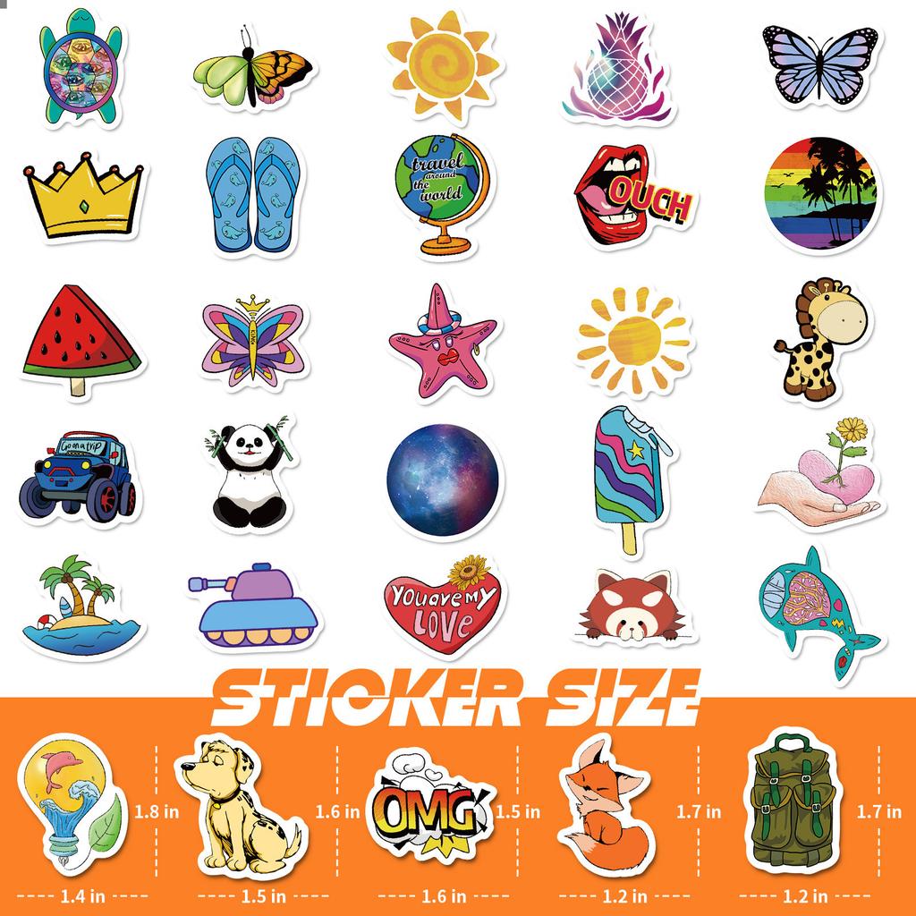 100 Small Size 4cm Small Fresh American Mix and Match Stickers Vinyl Waterproof Temu Stickers