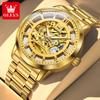 OLVES Mens Watch Original Skeleton Automatic Mechanical Watches For Man Waterproof Luminous Watches Luxury Men Gifts