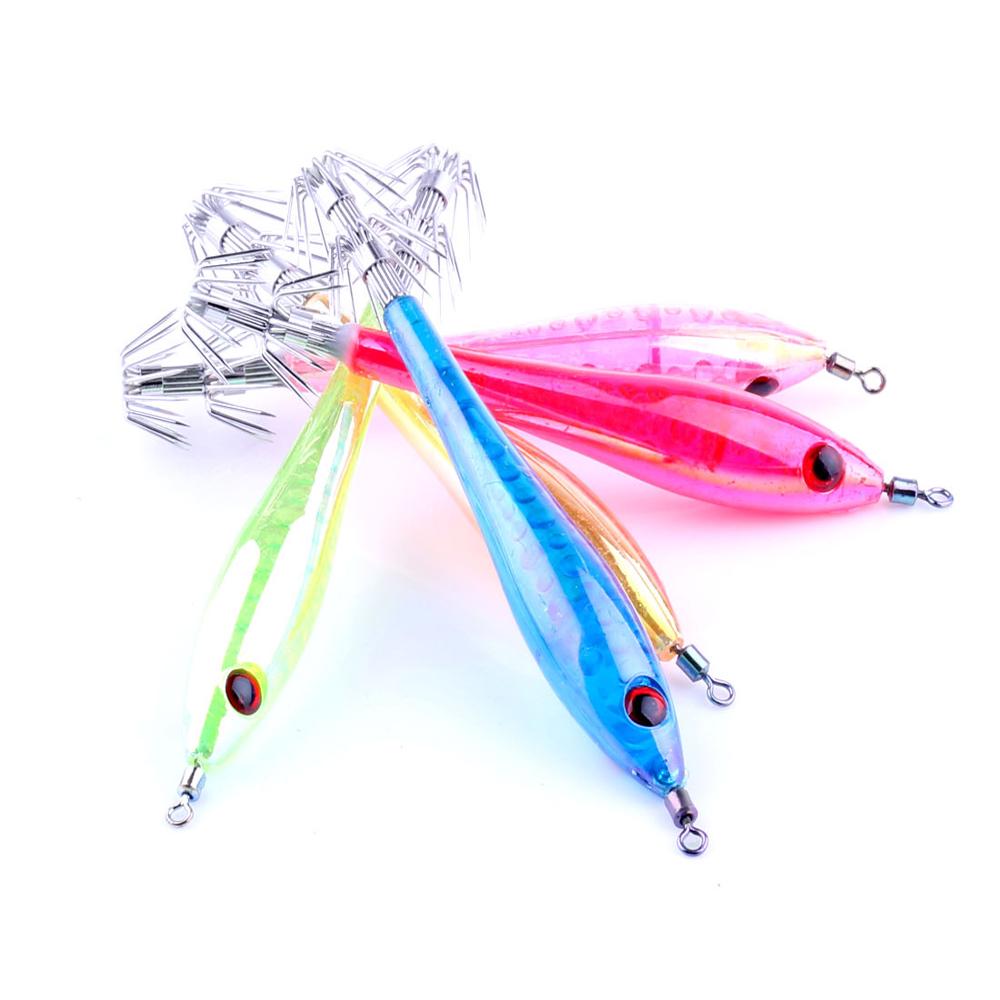 5PCS/LOT Shrimp Squid Jigs Jigging Squid Hook 9.5CM 6g Trout Lure Luminous Shrimp Squid Lure