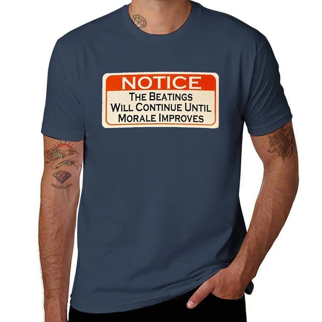 Noticethe beatings will continue until morale improves TShirt Stretch Fabric Comfort TShirt