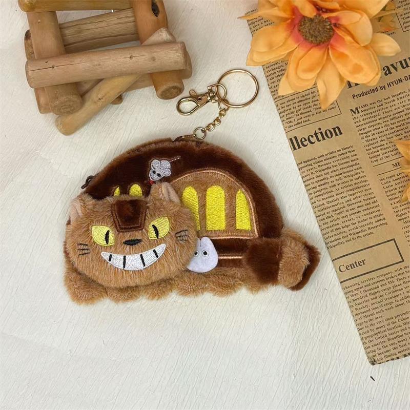 Мультяшный аниме-кошелек Тоторо в виде большого кота, автобуса, плюшевый кошелек для монет, брелок-подвеска, держатель для карт, студенческий кошелек, сумка для хранения, подарок для детей.