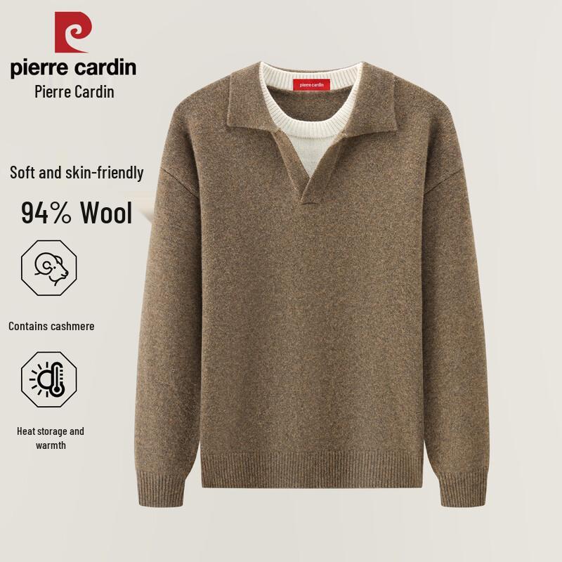 Pierre Cardin Men's Faux Two-Piece Cashmere Blend Knit Polo Sweater