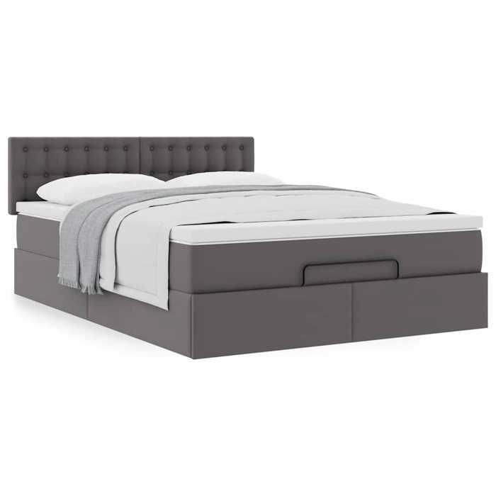 Maison Exclusive - Cadre de lit ottoman avec matelas gris 140x200 cm similicuir