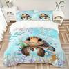 Oceanic Turtle Adventure Print 3Pcs Bedding Setduvet Cover With 2 Bedropillowcase Home Birthday Gift