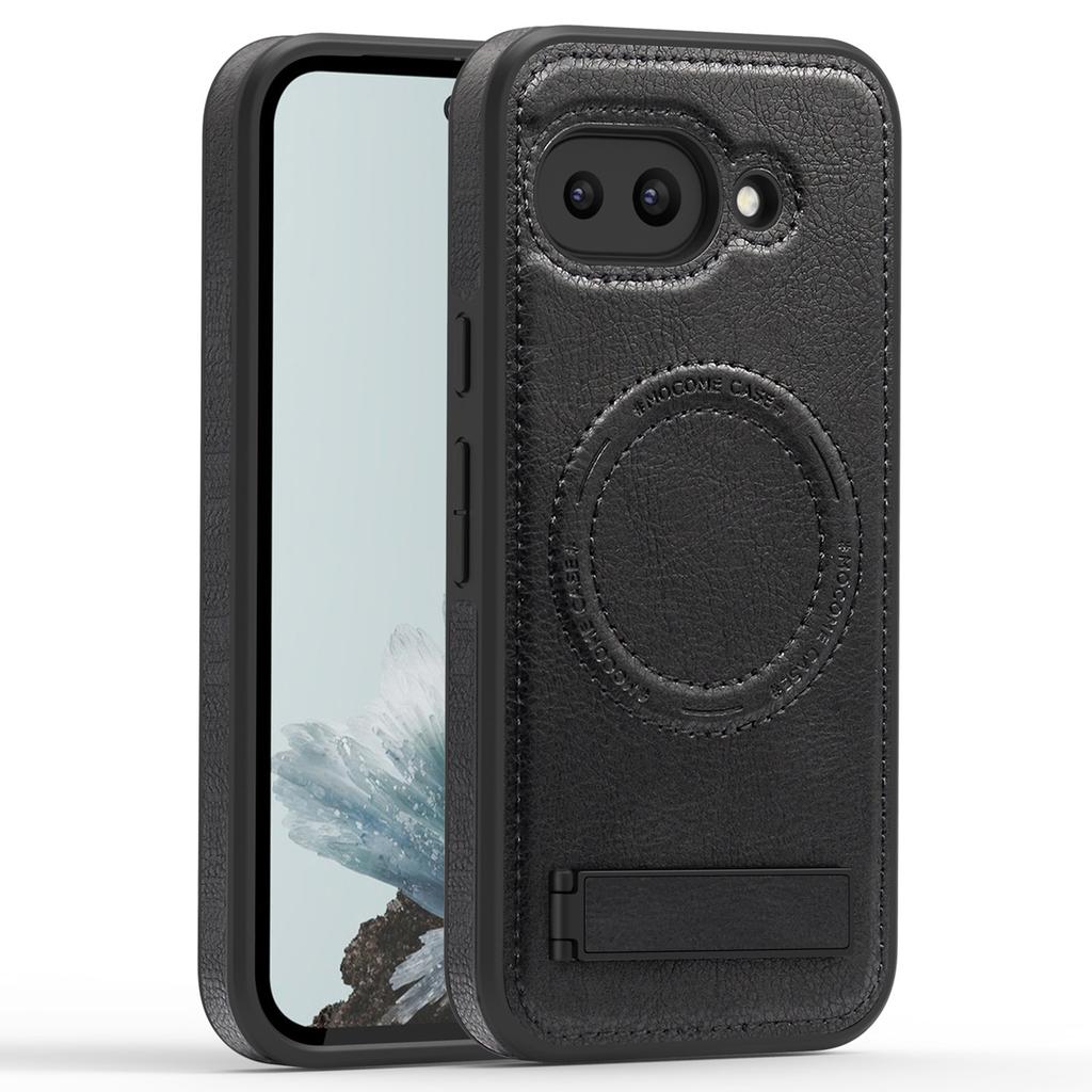 Для чехла Google Pixel 9a, совместимого с MagSafe, с подставкой, кожаная задняя крышка для телефона