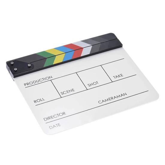 Film Clapper Board Acrylic Dry Erase Slate Colorful Director Video Scene Clapboard Cut Prop Whiteboard Marker Filming Tool