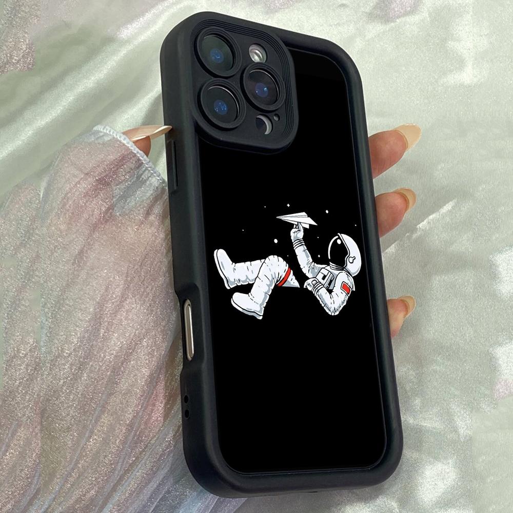 JT199 Милый Астронавт в Космосе для iPhone 17 16 15 14 Pro Max Samsung S26 S25 Ultra A17 A16 A07 A56 A06 Xiaomi 15T Redmi 15c 14C Note 13 Мягкий ТПУ Чехол