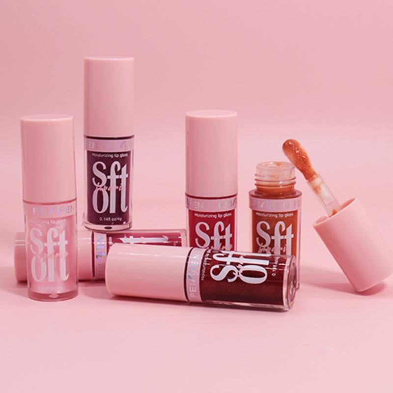 PNF Pearlescent Moisturizing Lip Gloss: European & American Water Light Plumping Lip Oil with Fine Sparkle