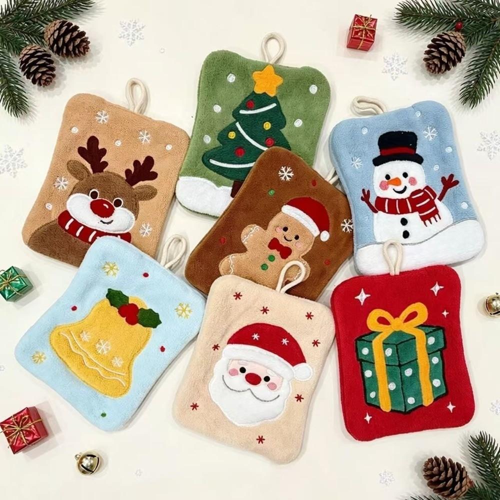 Quick-drying Santa Claus Hand Towel Water Absorption Cleaning Dishcloths  Christmas Decoration