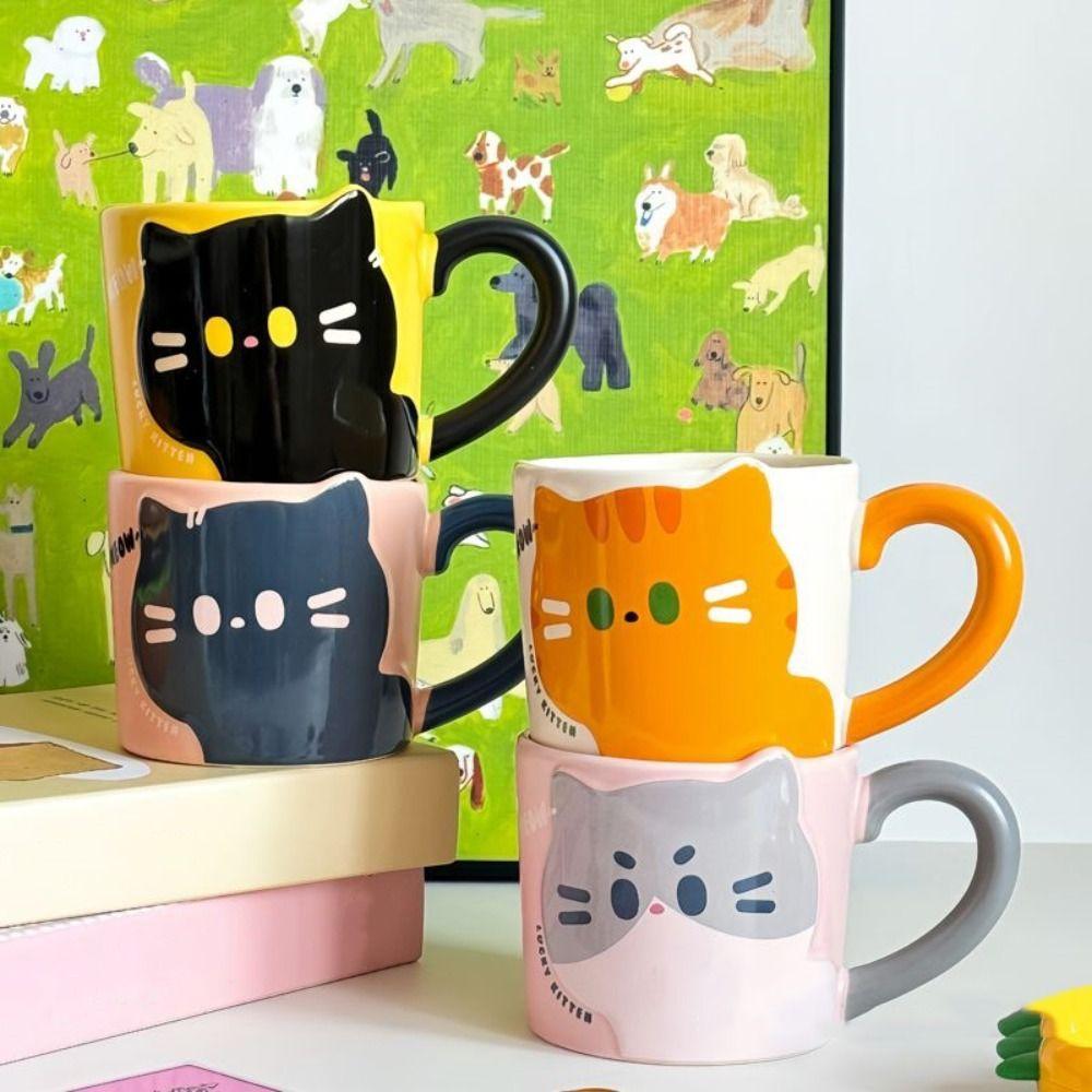 Cute Design Coffee Mug Cat Pattern Ceramic Mug Decorative Accessories Milk Cup  Gift Giving