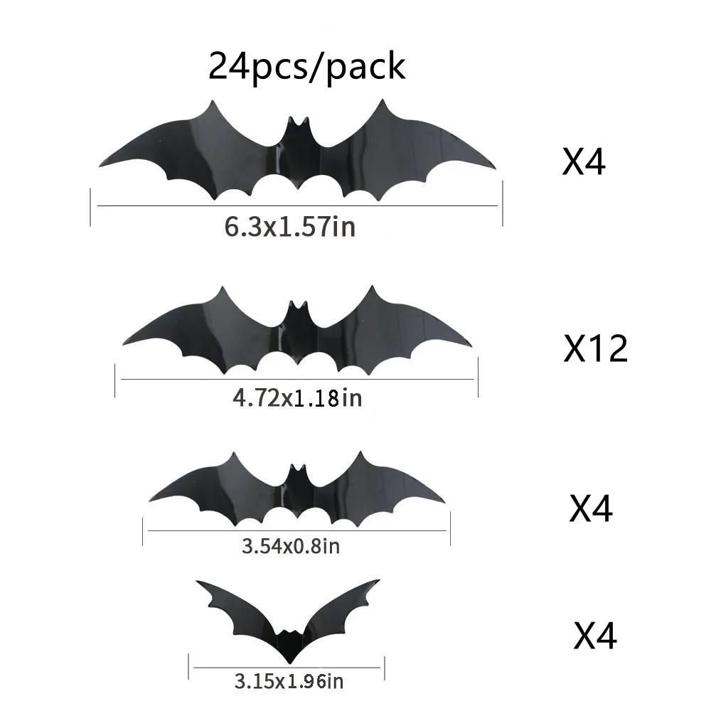 Kids Room Wall Sticker Halloween Atmosphere Decoration 3D Black PVC Bat DIY Bat Wall Sticker Home Wallpaper Home Festival Decor