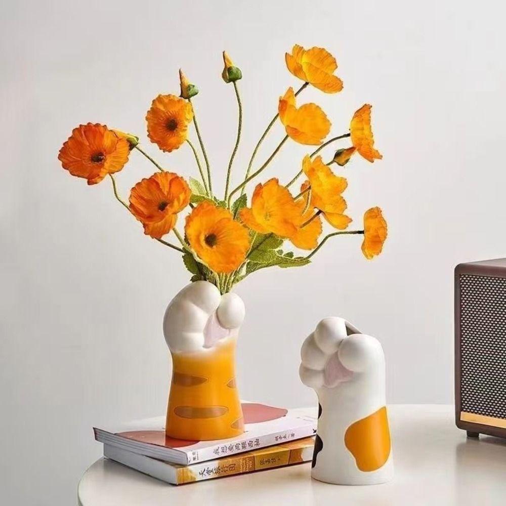 Mini Cat Claw Vase Cartoon Flower Vase Elegant Decorative Vase  Desktop Decoration