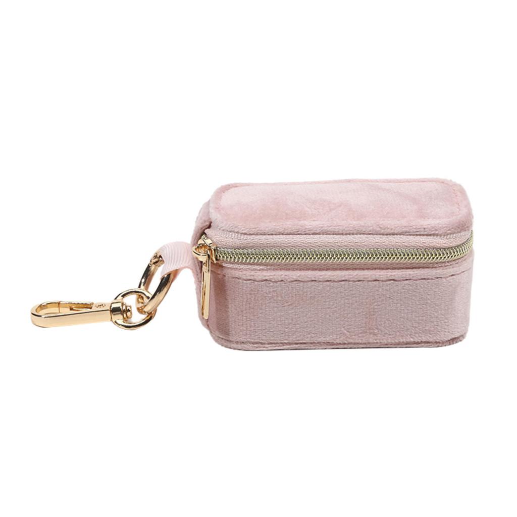 Mini Portable Jewelry Box with Keychain Earrings Necklace Ring Storage Box Velvet Travel Organizer Jewelry Case Hanging