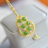 Hotan Jade S925 Silver Inlaid Jasper Gourd Pendant Necklace for Women