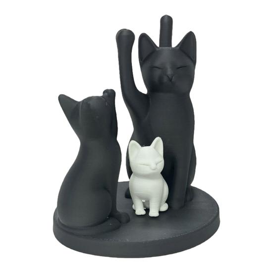 Милая Фигурка Кошачьей Семьи, 3D-печатная Скульптура Родителей-Кошек и Котенка, Современное Настольное Украшение с Кошкой, Подарок для Любителей Кошек