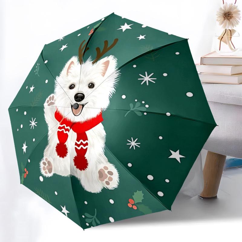 1pc Dog Print Automatic Cute Umbrella 8-Bone Design Compact Gear for Outdoor Travel, Perfect Holiday Gift yy251230051