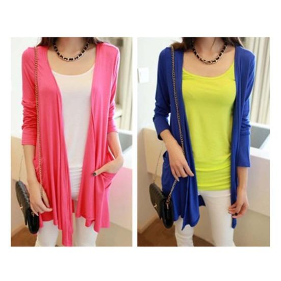 Весенне-осеннее женское пальто, свободное, средней длины, однотонное, с длинными рукавами, тонкое, с карманами, с открытой строчкой