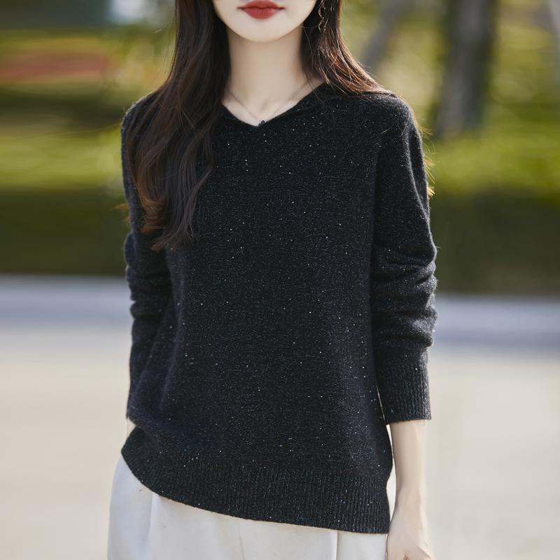 Женский кашемировый свитер Qinghe Cashmere 30% Кашемир 70% Шерсть Осенне-зимний кашемировый пуловер Мягкий и теплый