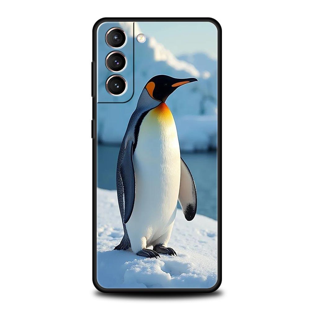 Пингвин Кавайи Милый Мягкий Чехол Для Телефона Для Samsung Galaxy S25 Edge S24 Plus S23 FE S22 S21 S20 Ultra 5G S10 Черный Защитный Чехол