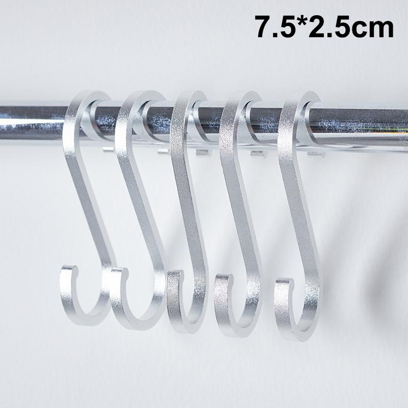 Aluminium Alloy S Shape Hooks 10Pcs Space Saving Heavy Duty Hanger for Kitchen Rail Pot Pan Closet Organizer