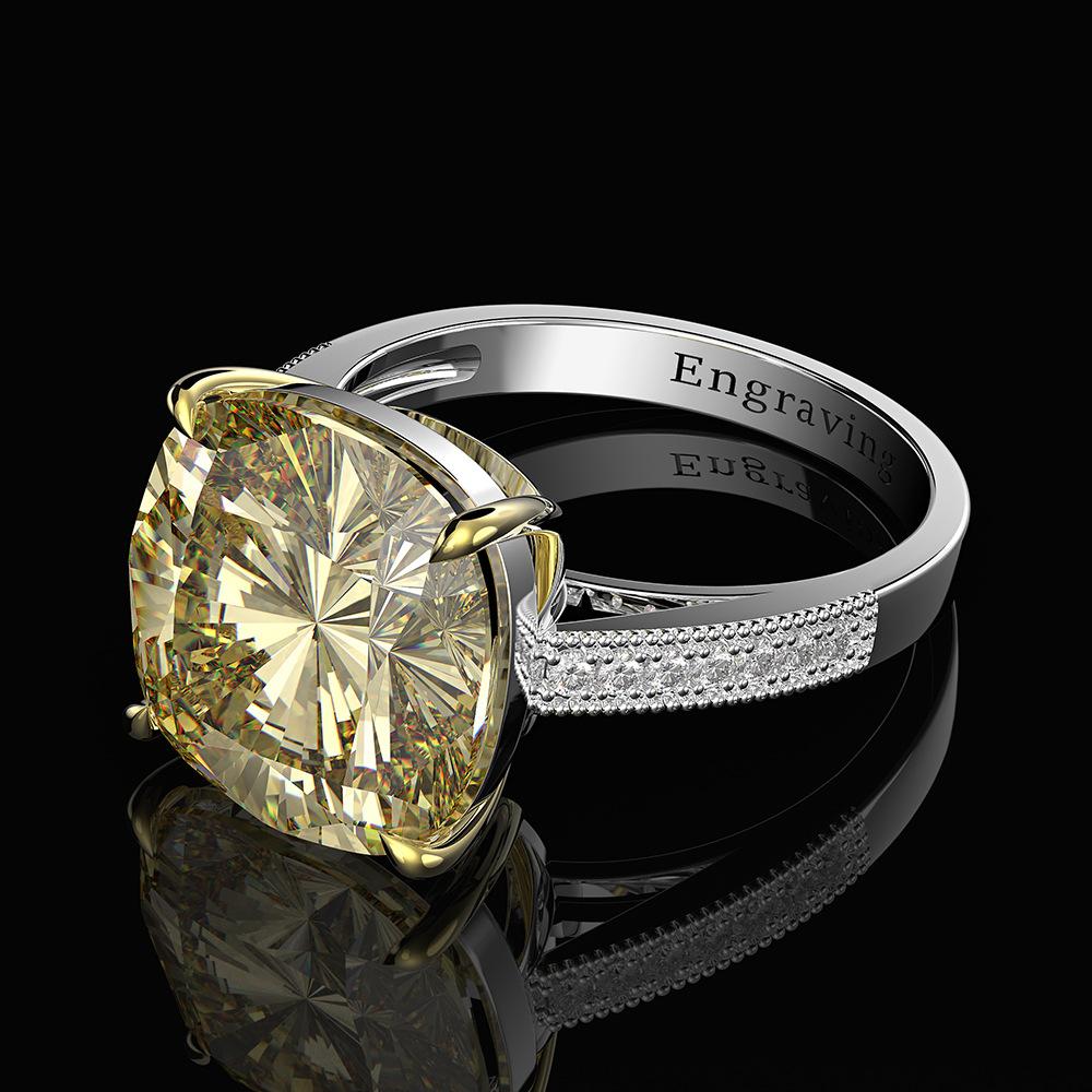 Tancise14*14 Jewelry S925 Sterling Silver Zircon Single Row Inlaid with 14*14 Synthetic Diamond Ring Refers To 21.5 Carats.