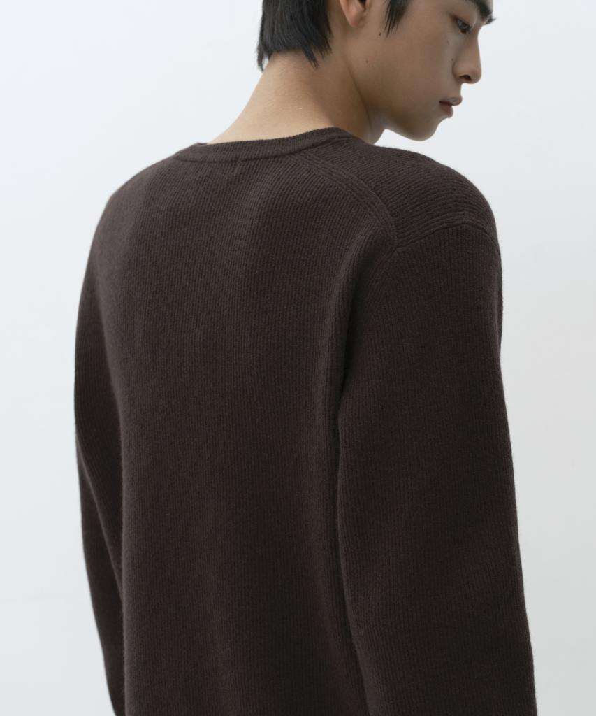 MUSINSA STANDARD [Victoria Wool] Minimal Ribbed Crop Knit [Dark Brown]