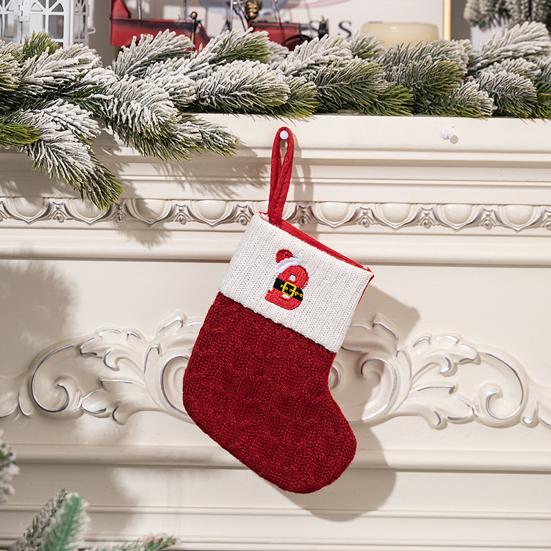 Mini Initial Christmas Stocking Embroidered Letter Knitted Christmas Stockings Festival Hanging Ornament for Home Christmas Decor
