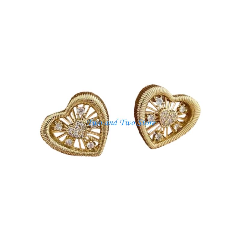 HX6F Ginkgos Leaves/Heart Studs Earrings Daily Wear Earrings Alloy Texture